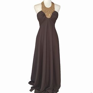Lilli Diamond California Vintage Sequin Halter Maxi Dress